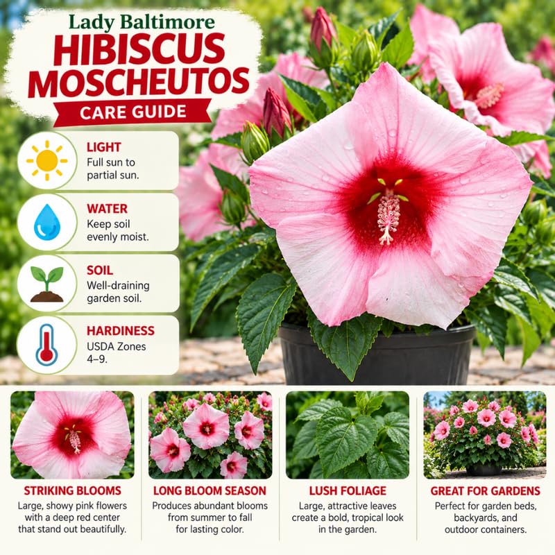 3 Hardy Hibiscus Live Plants, Flowering Shrub, Pink Blooms, 4-7"