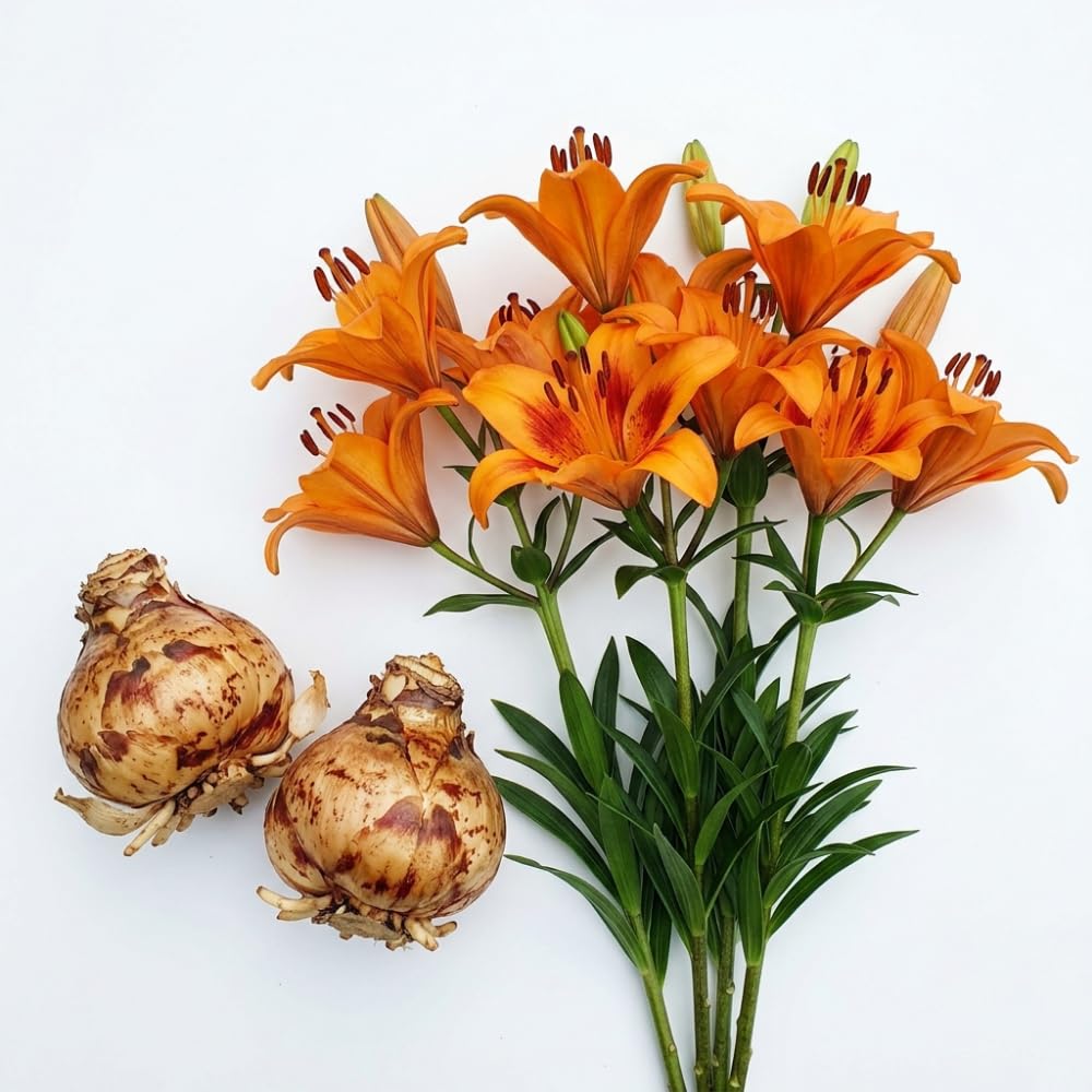Pack of 2 Orange Yellow Bulbs for Planting, Size XL, Bright Sunny Blooms, Summer Flowering Perennial Garden Flowers, Lily Bulbs for Containers and Outdoor Garden
