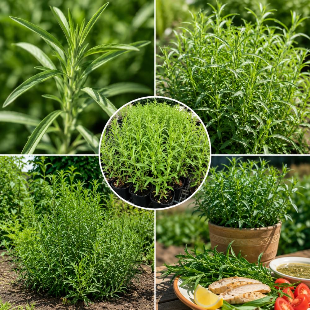 Set of 2 Texas Tarragon Live Plants, Tarragon Plant Live, 4-6 Inches Tall, Culinary Herb Plants for Outdoor Planting