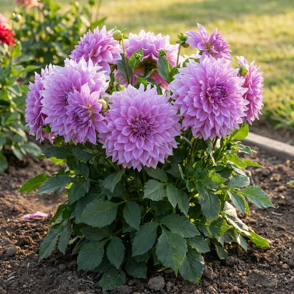 Lavender Dahlia Clump, Soft Purple Blooms, Summer Flowering Perennial, Dahlia Flowers for Indoor Outdoor Growing