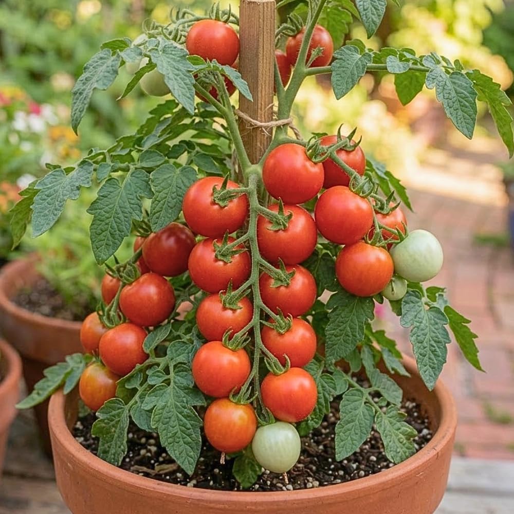 Super Bush Tomato Plant Live, Red Fruit, Tomato Vegetable Plant Live for Outdoors Gardening, 4-6 Inches Tall in 4 Inch Pot