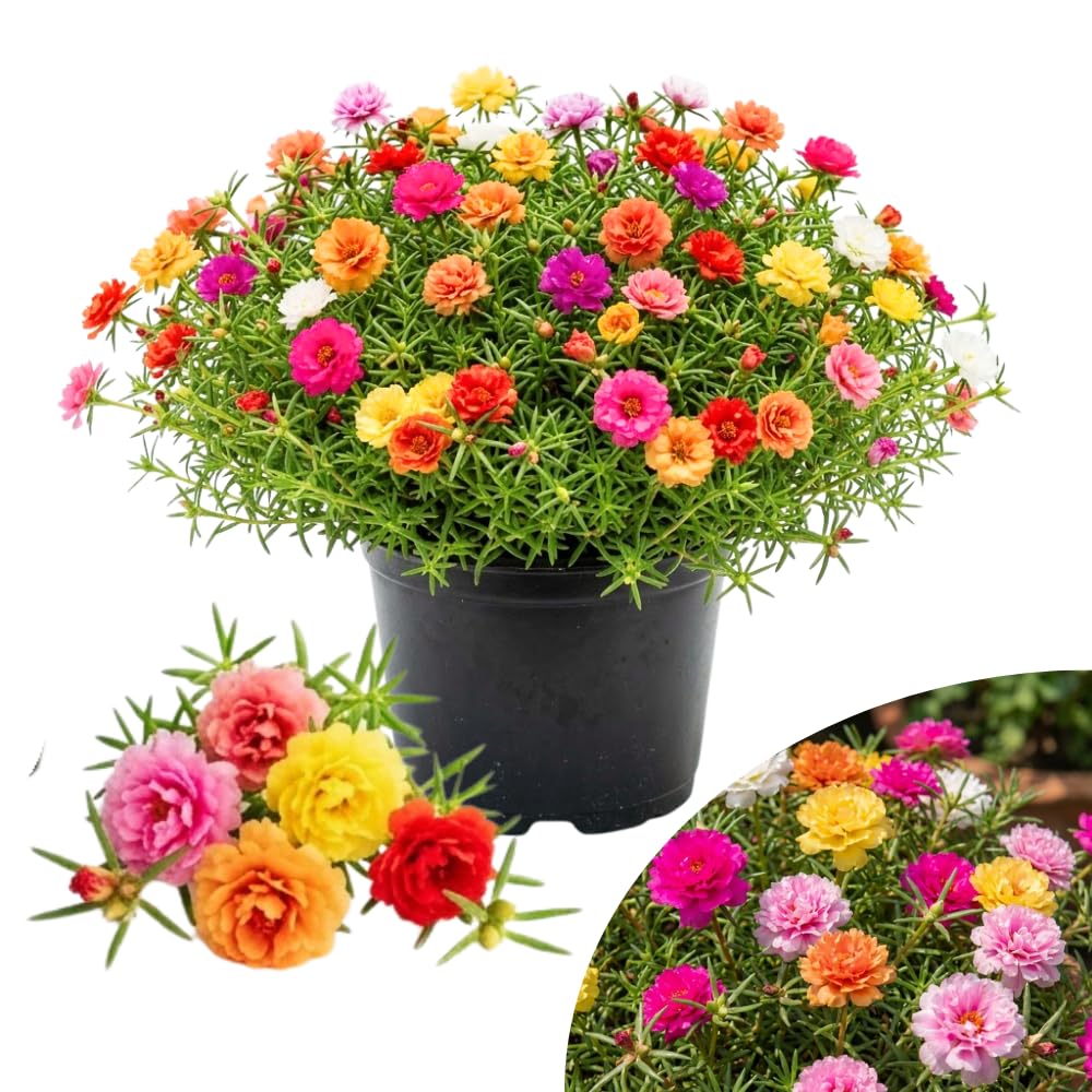 Mix Moss Rose Plants Live, Live Portulaca Plants, Well Rooted from 4 to 8 Inches Tall, Vibrant Flowers for Ground Cover and Garden Beds