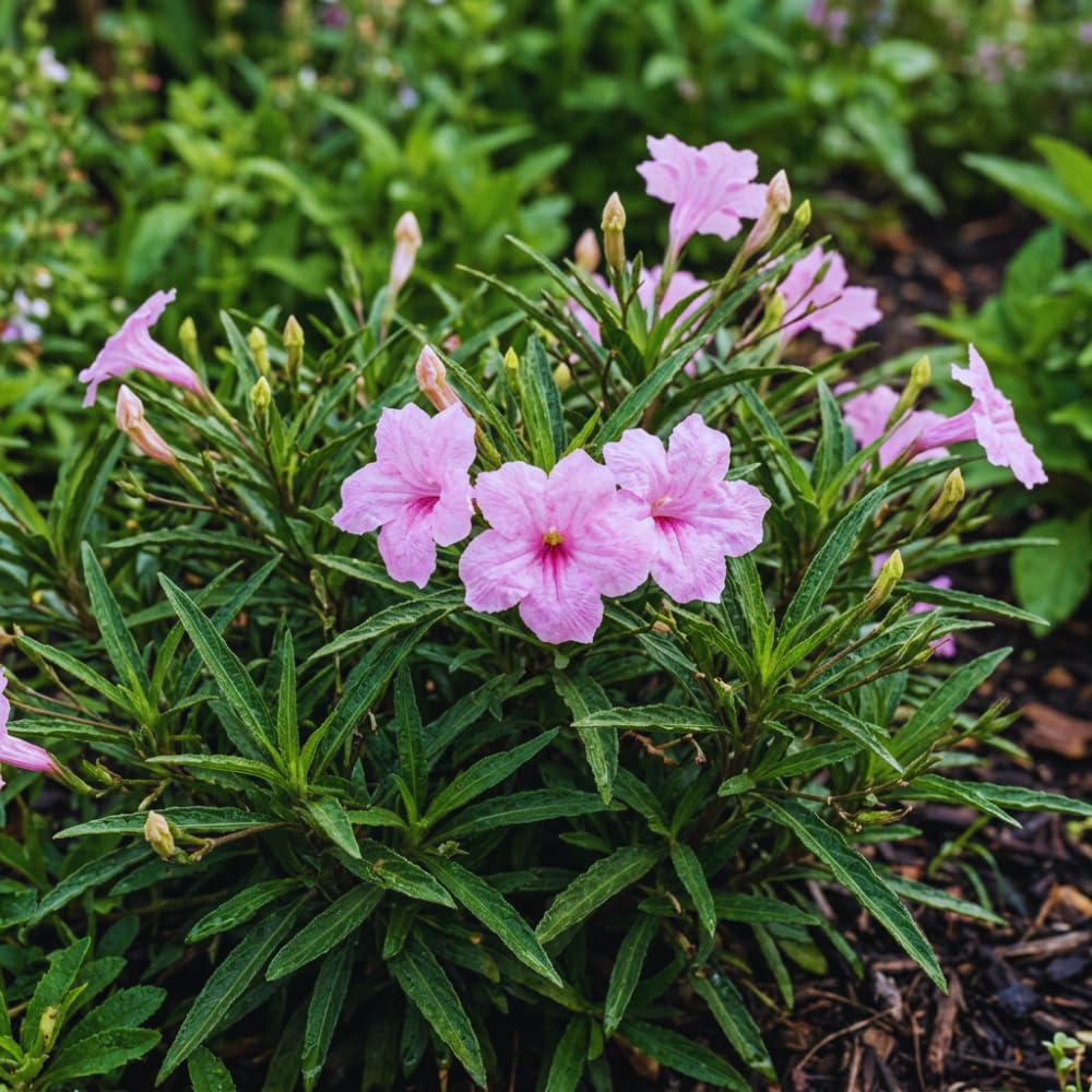 6 Pink Mexican Petunia Plants Live, 5 to 7 Inches, Petunia Flower Live Plant, Shrub Plant Gardening