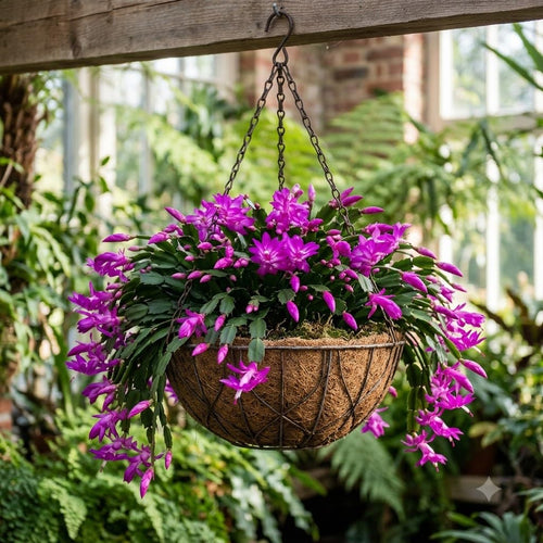 2 Purple Christmas Cactus Live Plants, Easy Care Houseplant, 4-7'' Tall