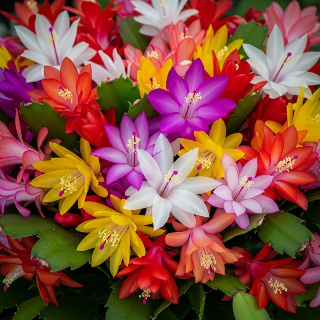 Single Random Christmas Cactus Plants Live or Thanksgiving Cactus Plant Like, Well-Rooted Cold Hardy, Holiday Cactus for Indoor Outdoor Planting, 4-8 Inc Tall, Starter Tree