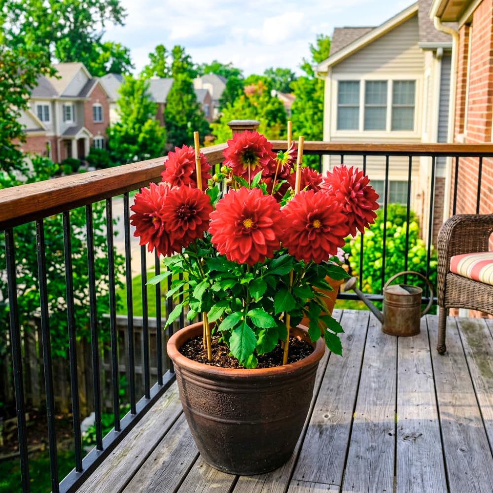 Red Dahlia Tuber, Vibrant Red Blooms, Summer Flowering Perennial, Dahlia Flowers for Indoor Outdoor Growing