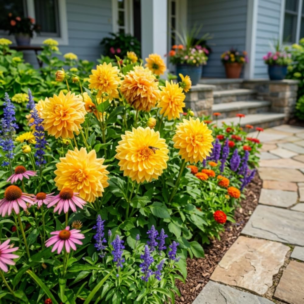 Yellow Dahlia Tuber, Vibrant Yellow Blooms, Summer Flowering Perennial, Dahlia Flowers for Indoor Outdoor Growing