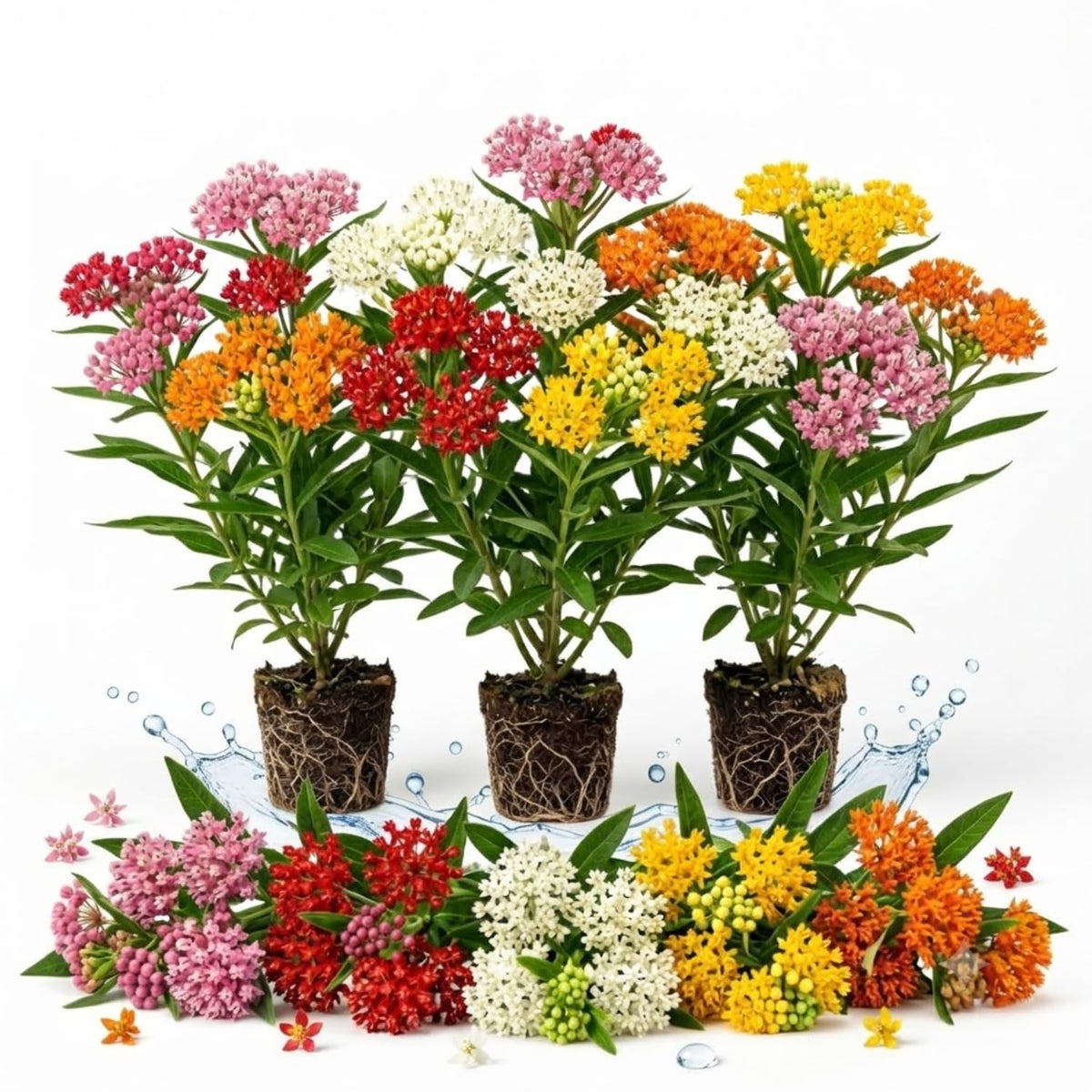 3 Mix Milkweed Plant Live, Asclepias Tuberosa Butterfly Bush, 4-8"