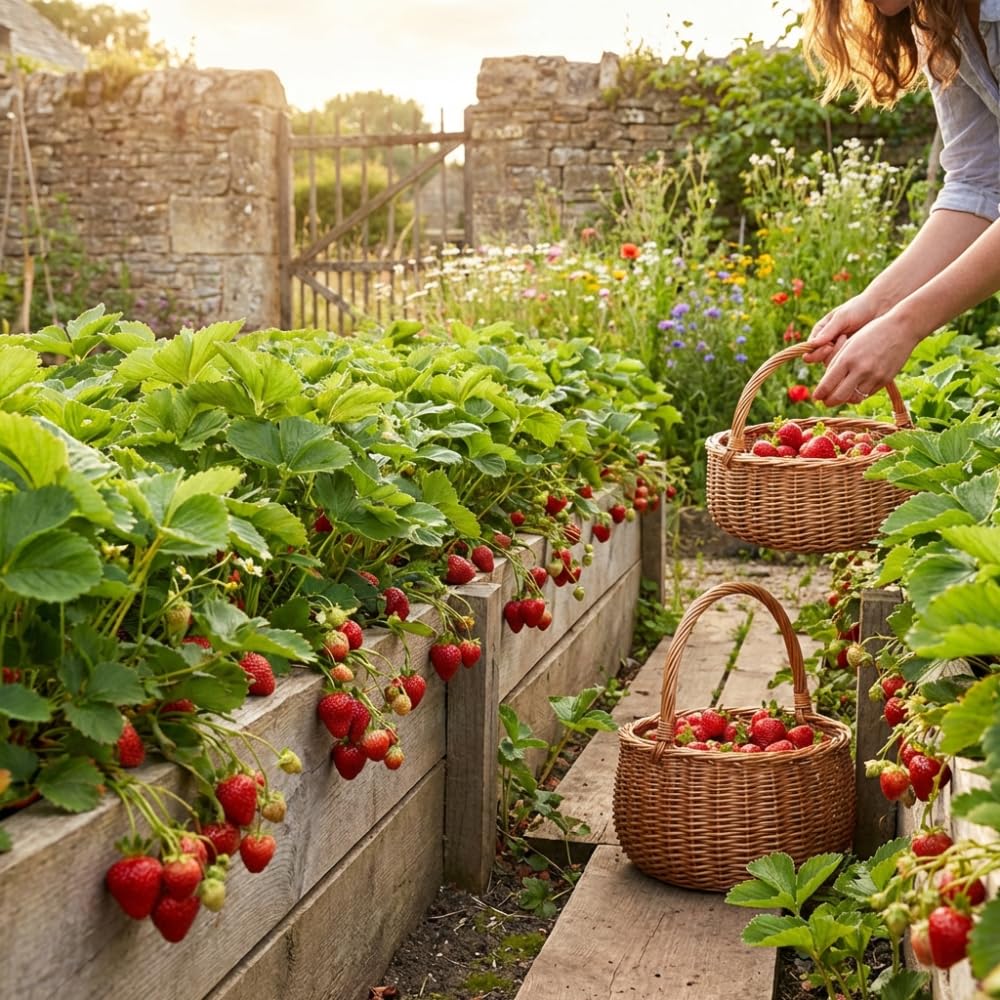 Pack 2 Red Strawberry Plants Live for Planting, Hardy and Sweet Strawberry Plant, 4 to 6 Inches Tall, Strawberries Fruit
