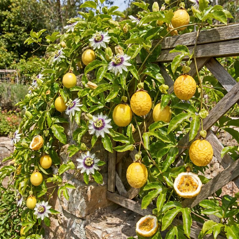 Yellow Passionfruit Plant Live 4-7 Inches Tall, Tropical Passion Fruit Vine for Garden, Patio Containers and Indoor Growing