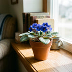 African Violet Plant Live in 4 Inch Pot, Indoor Flowering Houseplant, Compact Blooming Plant for Home or Office (Blue Blooms)