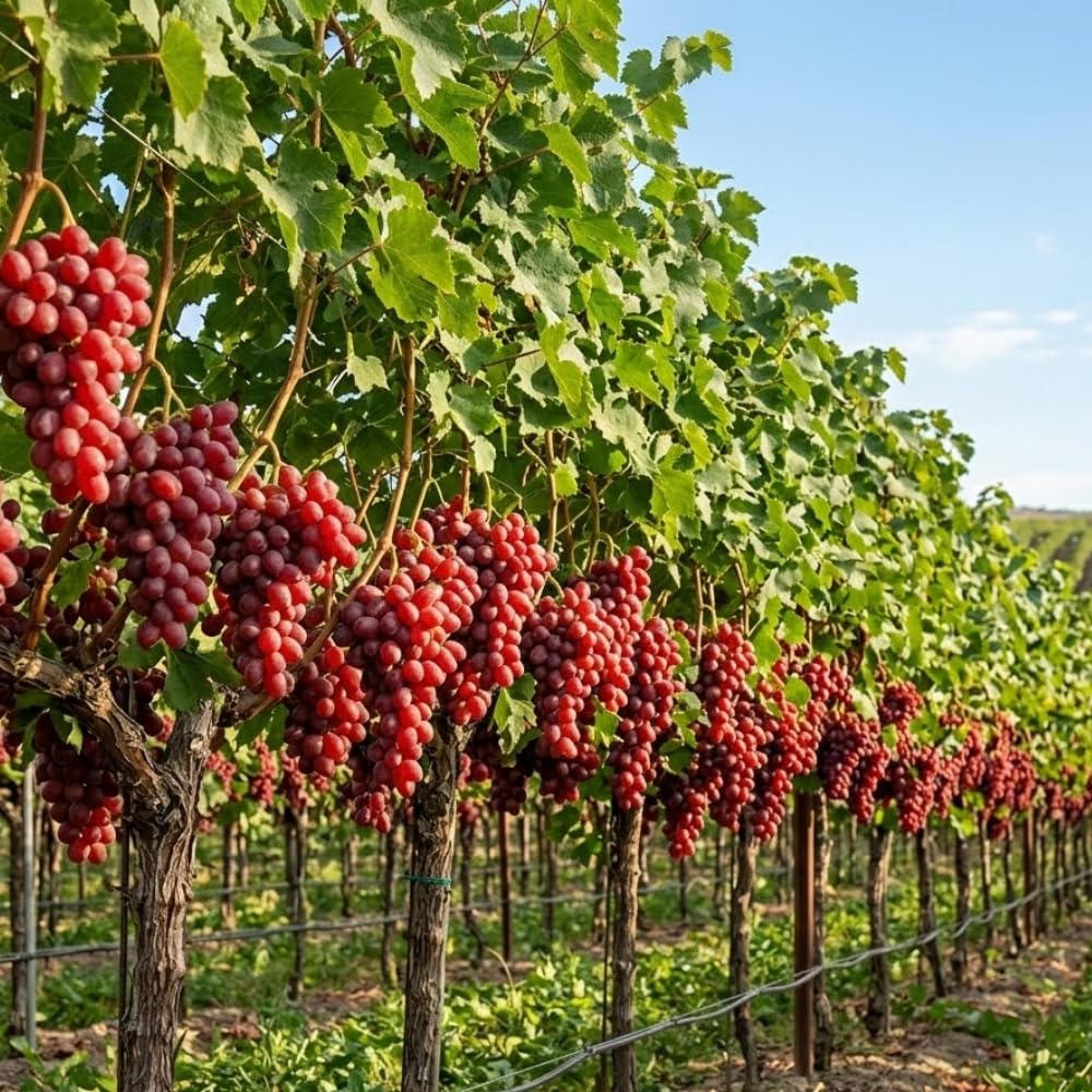 Red Grape Plant Rooted for Planting, Grape Vine Plant, Sweet Fruit Garden Outdoor, 10-20'' Tall
