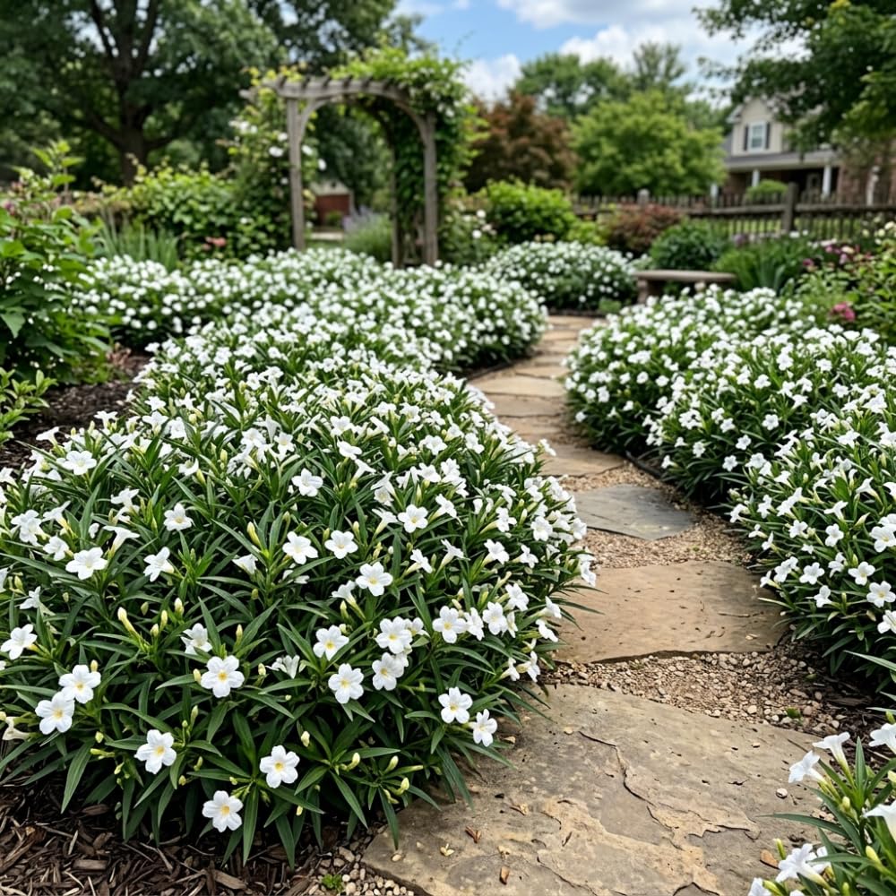 6 White Mexican Petunia Live Plants, Petunia Flower Plants Live from 4 Inc Tall, Outdoor Indoor Shrub Plant