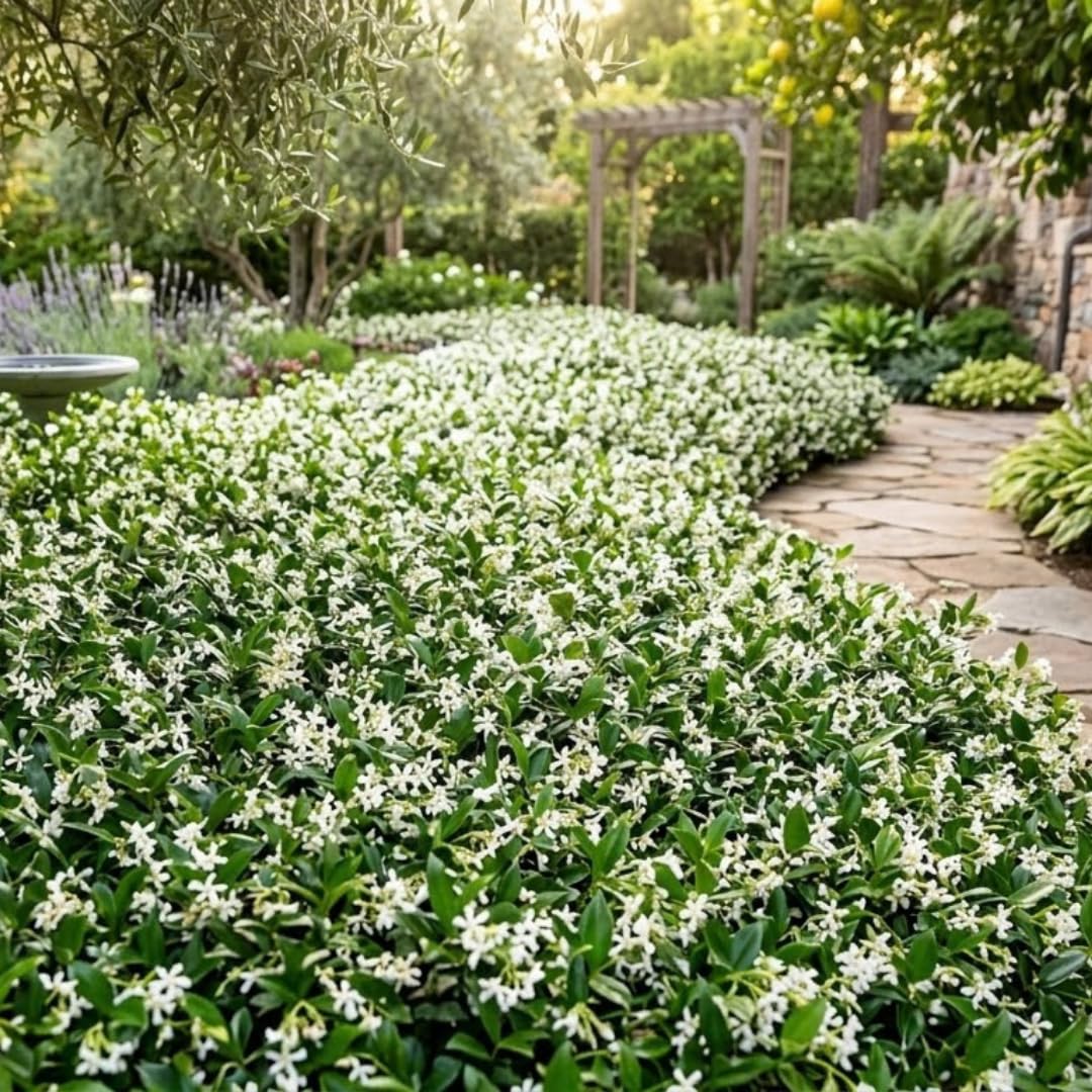 2 Asiatic Jasmine Live Plants, Fragrant Flowering Shrubs, 4-6" Tall