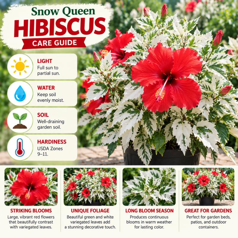 3 Hardy Hibiscus Live Plants, Flowering Shrub, Variegated Red Blooms, 4-7"