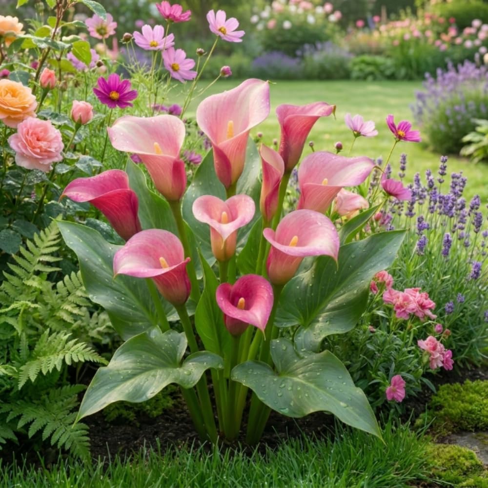 Calla Lily Bulbs for Planting, Calla Lily Bulbs, Vibrant Summer Blooming Flowers for Garden and Patio Planting (Pink Calla Lily Bulbs (Set 3))