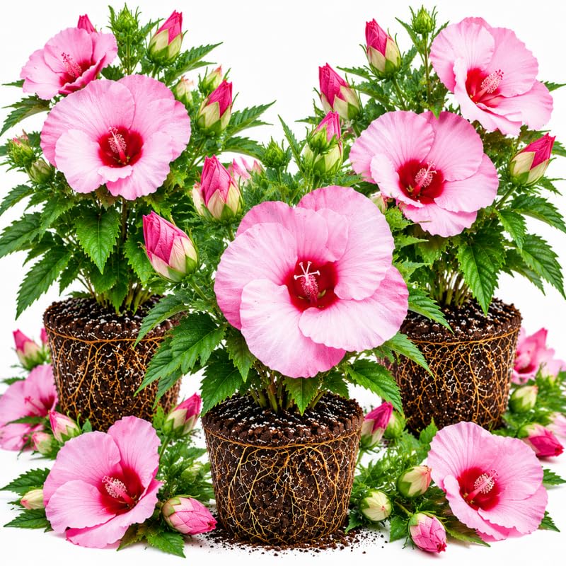 3 Hardy Hibiscus Live Plants, Flowering Shrub, Blooms, 4-7"