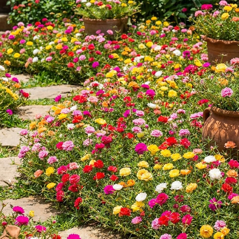 Mix Moss Rose Plants Live, Live Portulaca Plants, Well Rooted from 4 to 8 Inches Tall, Vibrant Flowers for Ground Cover and Garden Beds