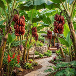 Zebrina Red Banana Tree Live Plant, Edible Fruit, 4-6" Tall