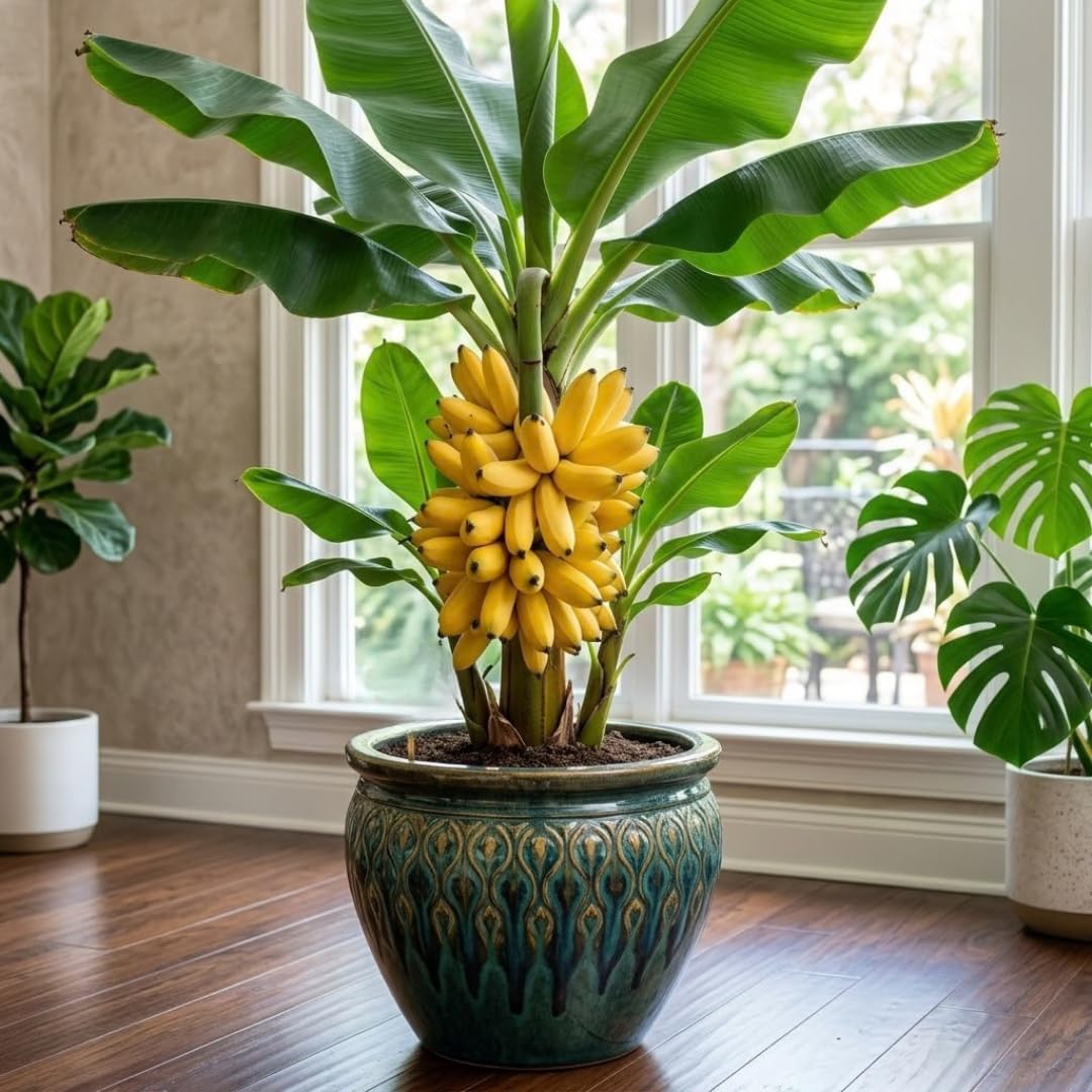 Tropical Banana Tree Live Plant, Edible Fruit, 4-6" Tall