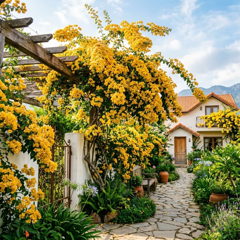 2 Bougainvillea Plants Live, Bougainvillea Live Plant, 4 to 6 Inc Tall, Flower Vine Plant Garden (Gold)