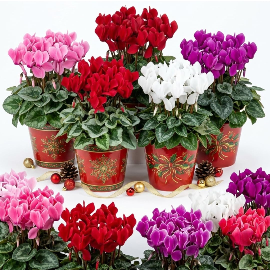 Random Cyclamen Plant Live, Flowering Houseplant, 4" Pot