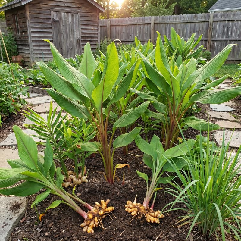 4 Yellow Turmeric Live Plants, Curcuma Turmeric Well Rooted 4-7 Inch Tall, Garden, Patio and Indoor Herb Growing