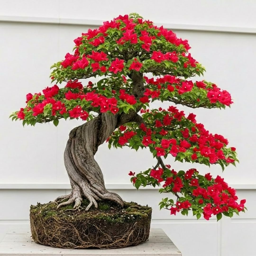 Sets 3 Climbing Bougainvillea Plants Live for Full Sun Trellis Tree, Shrub or Vine Bougainvillea Vibrant Bloom, Very Hardy, 5-9" Tall, Vivid Red