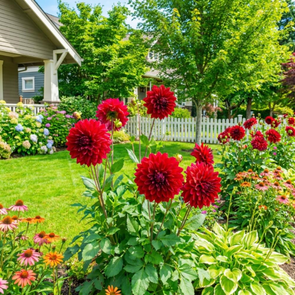 Red Dahlia Tuber, Vibrant Red Blooms, Summer Flowering Perennial, Dahlia Flowers for Indoor Outdoor Growing
