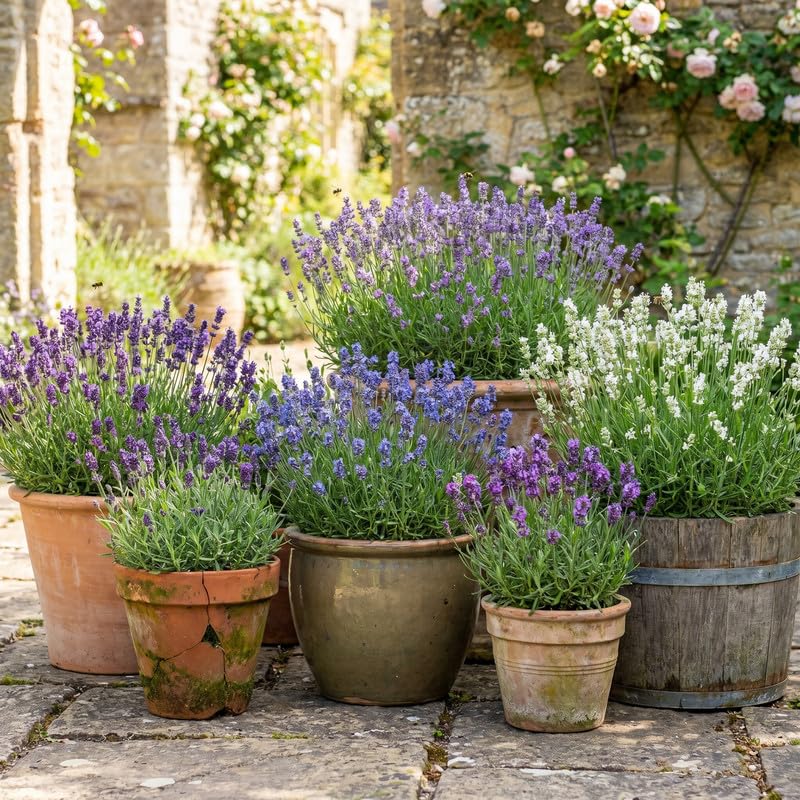 4 Lavender Plants Live, Fragrant Lavender Herb for Garden, Patio Containers and Indoor Décor, 4-7 Inches Tall