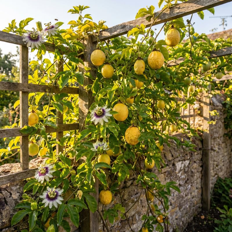 Yellow Passionfruit Plant Live 4-7 Inches Tall, Tropical Passion Fruit Vine for Garden, Patio Containers and Indoor Growing