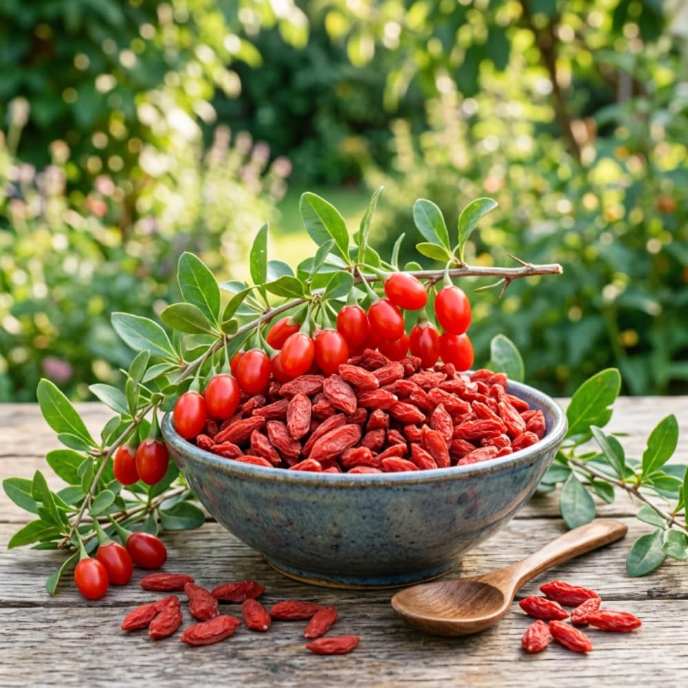Goji Berry Live Plant, Red Goji Berry Seedling Well Rooted from 4-6 Inches Tall, Fruit Bearing Shrub for Outdoor Garden