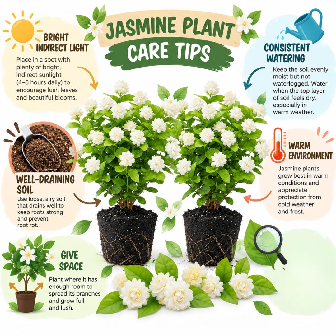 2 Grand Duke Jasmine Live Plants, Fragrant Flowering Shrubs, 4-6" Tall