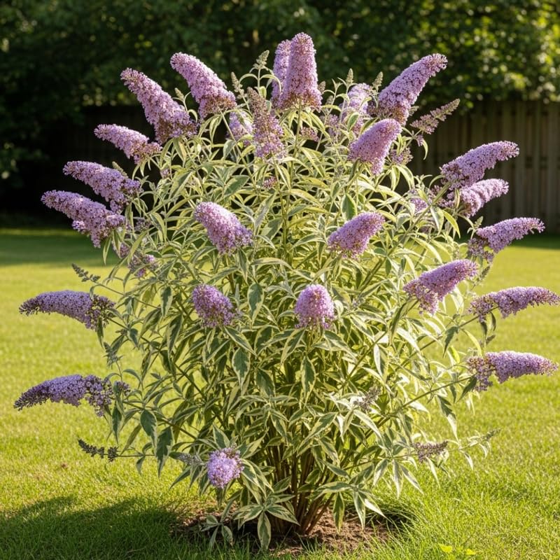 AVERAR 6 Months Old Variegated Butterfly Bush Live Plant, Butterfly Bushes Ready to Plant Outdoor, Buddleia Plant Bush Shrub 5-7 Inches Tall, No Pot, Color Purple or Light Purple