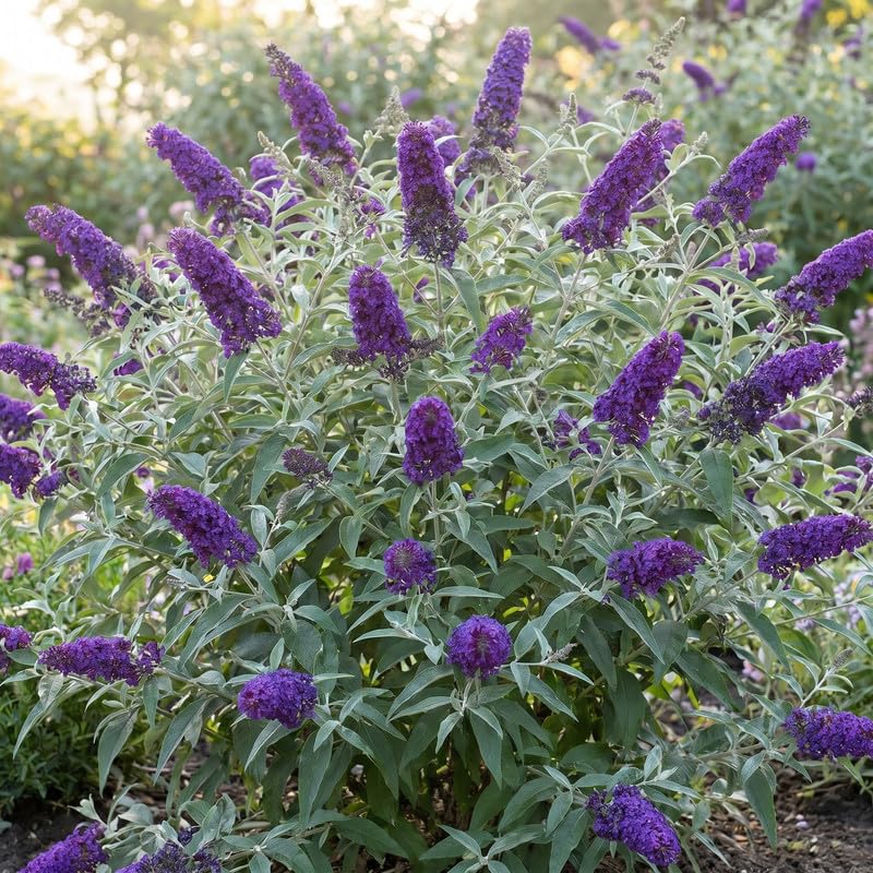 2 Dark Purple Butterfly Bush Plants Live, Vibrant Buddleia Plants 4-7 Inches, Colorful Flowering Shrub for Outdoor Garden