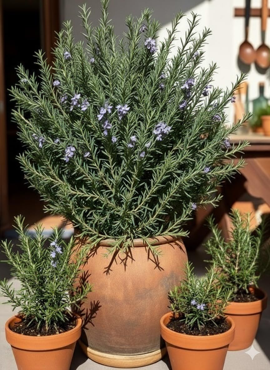 Set 2 Rosemary Plants Live, Ready to Grow Rosemary Plant 6 to 8 Inches, Hardy Fragrant Herb Plants for Outdoor Garden, 4'' Potted Plants