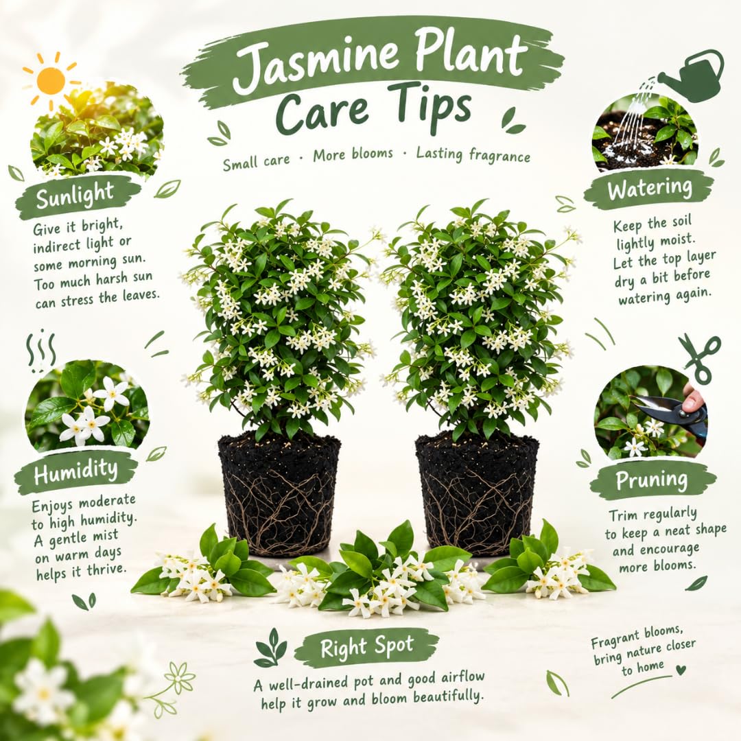 2 Asiatic Jasmine Live Plants, Fragrant Flowering Shrubs, 4-6" Tall