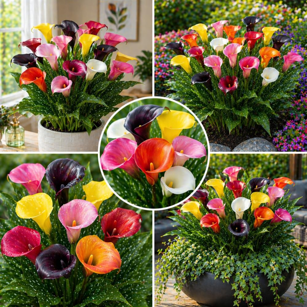 Calla Lily Bulbs for Planting, Calla Lily Bulbs, Vibrant Summer Blooming Flowers for Garden and Patio Planting (Mix Calla Lily Bulbs (Set 4))