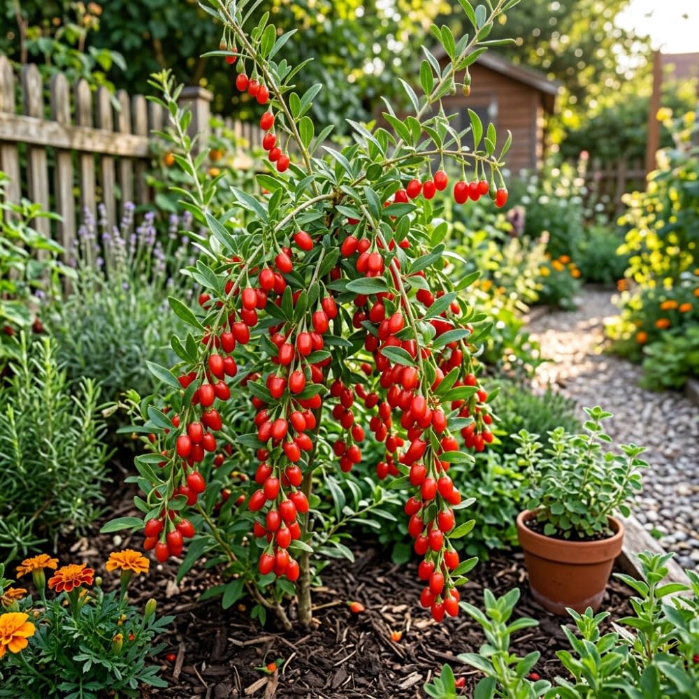 6 Red Goji Berry Cuttings Plants Live, 5 to 7'' Tall, Goji Berry Fruit Plant for Garden
