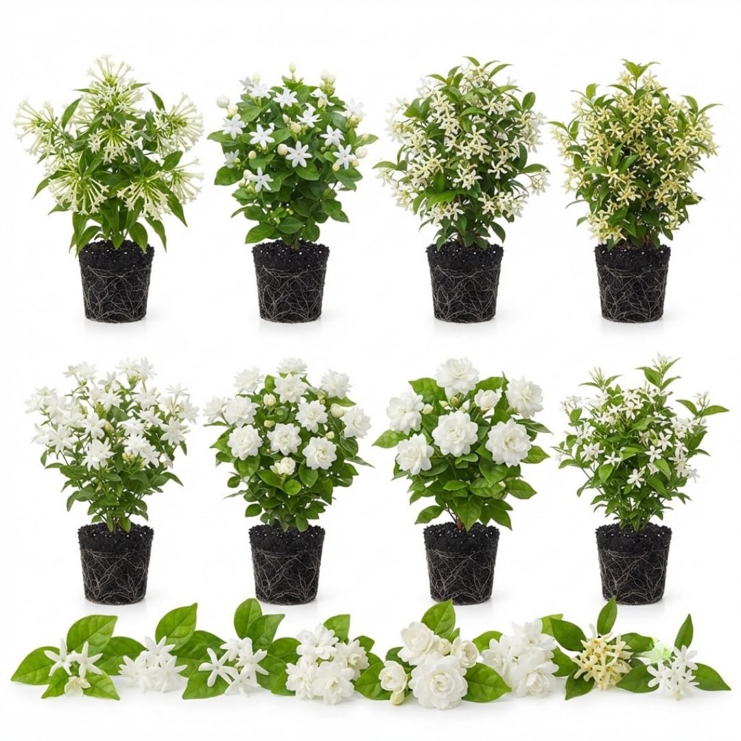 2 Mix Jasmine Live Plants, Fragrant Flowering Shrubs, 4-6" Tall