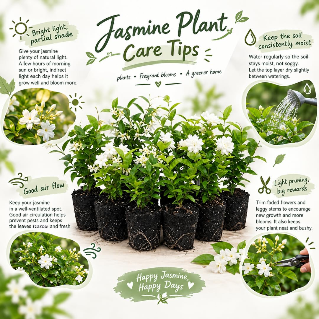 2 Mix Jasmine Live Plants, Fragrant Flowering Shrubs, 4-6" Tall