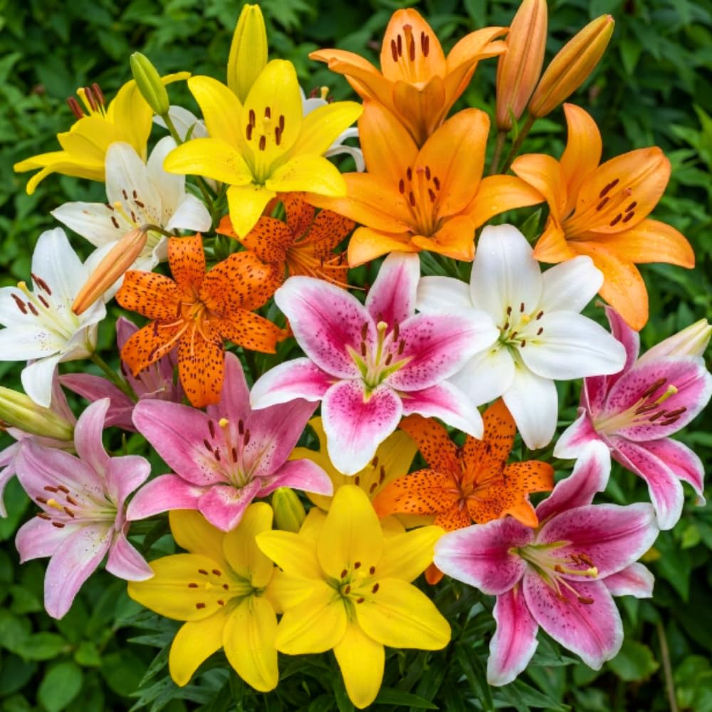 Pack of 4 Mix Lily Bulbs for Planting, Bright Sunny Blooms, Summer Flowering Perennial Garden Flowers, Lily Bulbs for Containers and Outdoor Garden
