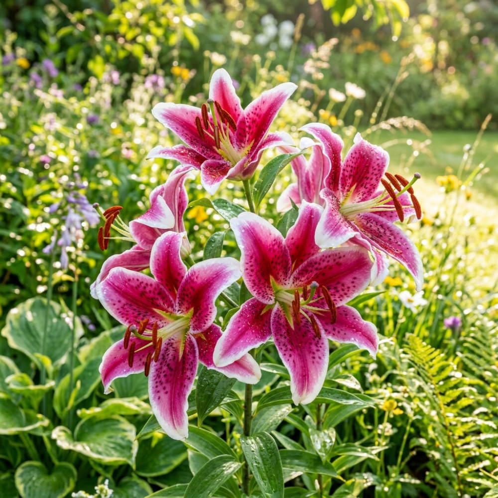 Pack of 3 Pink Lily Bulbs for Planting, Size XL, Bright Sunny Blooms, Summer Flowering Perennial Garden Flowers, Lily Bulbs for Containers and Outdoor Garden