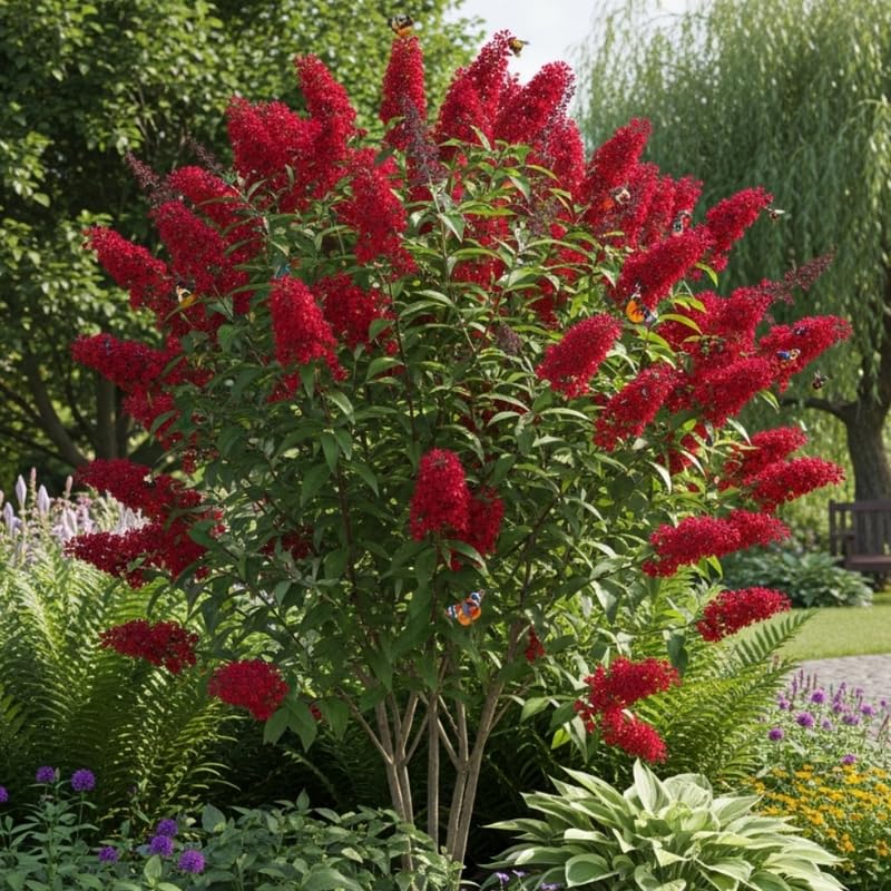 AVERAR 6 Months Old Red Butterfly Bush Live Plant, Butterfly Bushes Ready to Plant Outdoor, Buddleia Plant Bush Shrub 5-7 Inches Tall, No Pot
