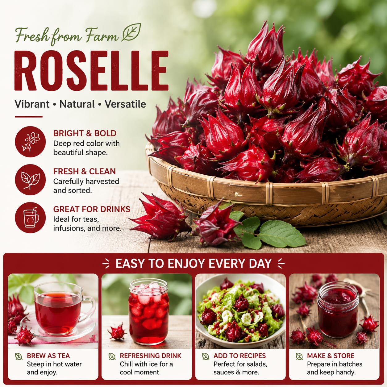Sabdariffa Roselle Hibiscus Live Plant in 4 Inch Pot, Jamaican Red Roselle Starter, Hardy Live Flowering Plant for Outdoor Garden