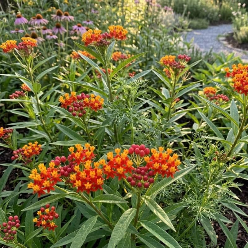 3 Red Milkweed Plant Live, Asclepias Tuberosa Butterfly Bush, 4-8"