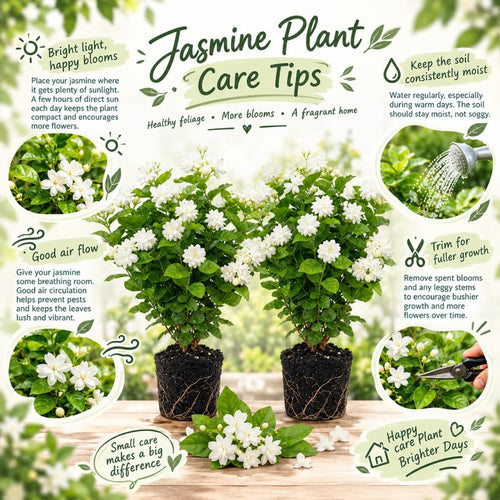 2 Double Jasmine Live Plants, Fragrant Flowering Shrubs, 4-6" Tall