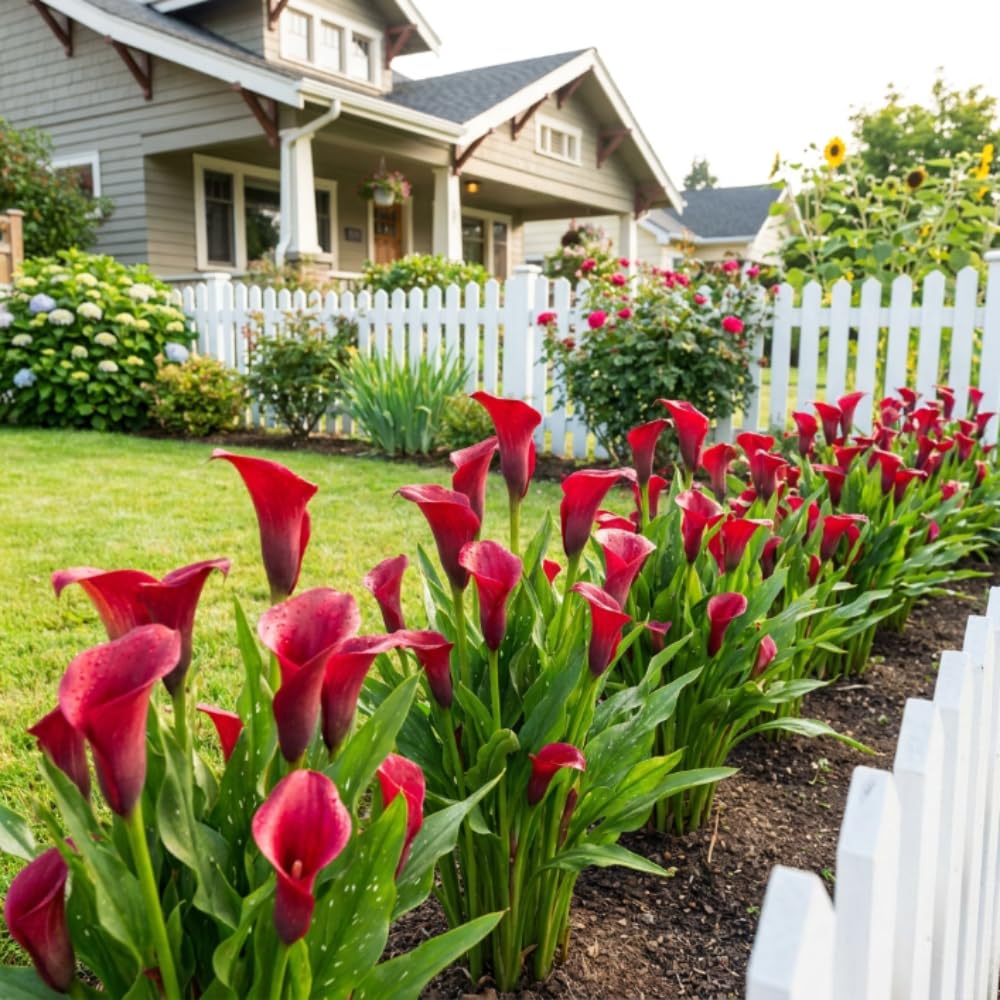 Calla Lily Bulbs for Planting, Calla Lily Bulbs, Vibrant Summer Blooming Flowers for Garden and Patio Planting (Red Calla Lily Bulbs (Set 3))