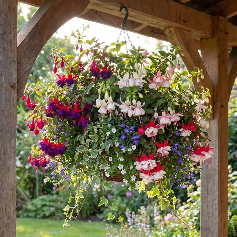 Set 2 Assorted Fuchsia Plants Live 2-5 Inches Tall, Colorful Hanging Flower Plants for Patio, Garden and Containers