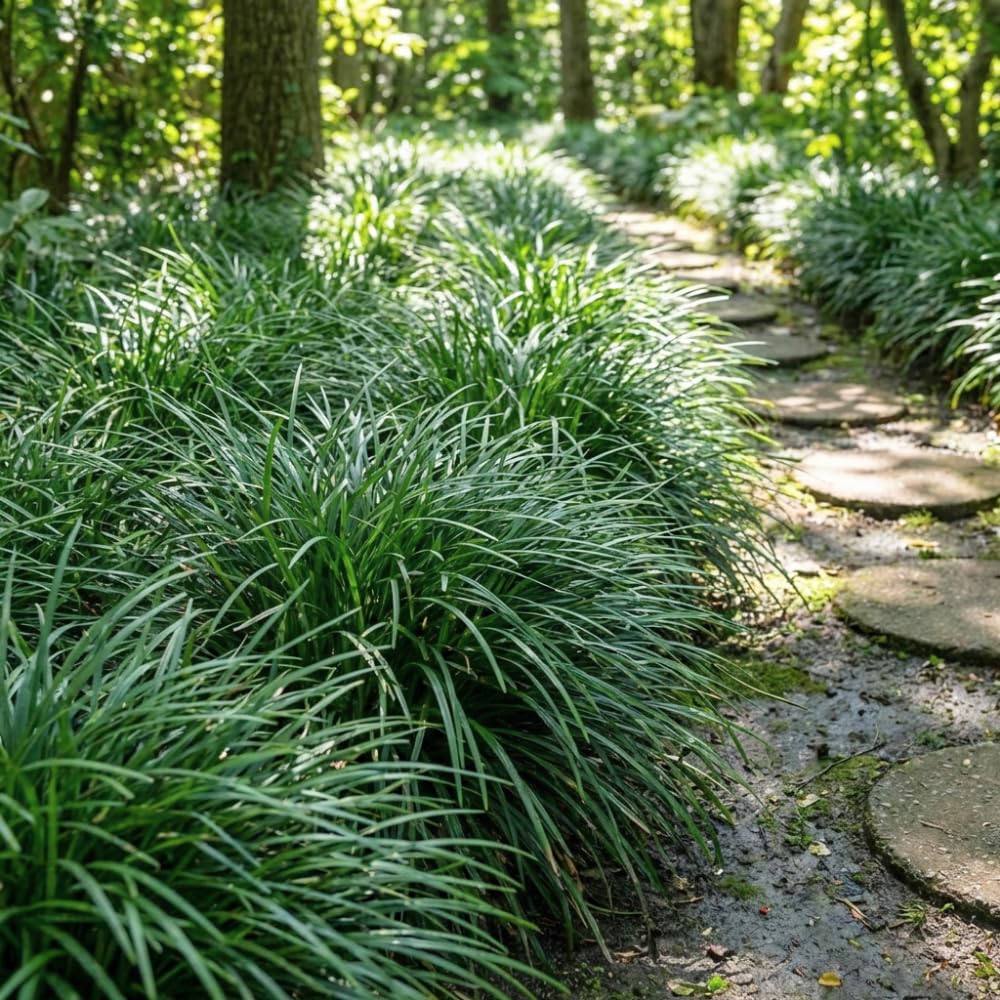 Set of 2 Mondo Grass Live Plant 4-6 Inches Tall, Ornamental Grass Live Plants, Low Maintenance, Ideal for Outdoor Gardening